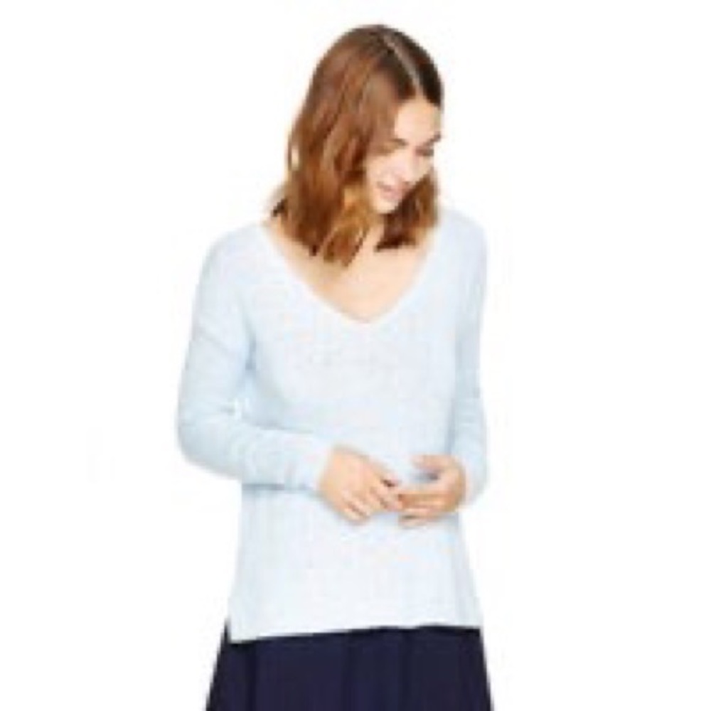 TALULA Aritzia Azurelee Powder Blue Cotton Cashmere Angora Sweater